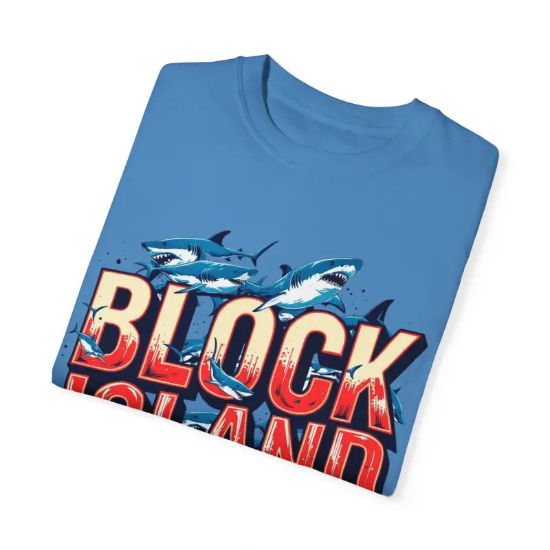 Block Island Shark Unisex T Shirt Garment Dyed Casual Tee - Ocean State Styles