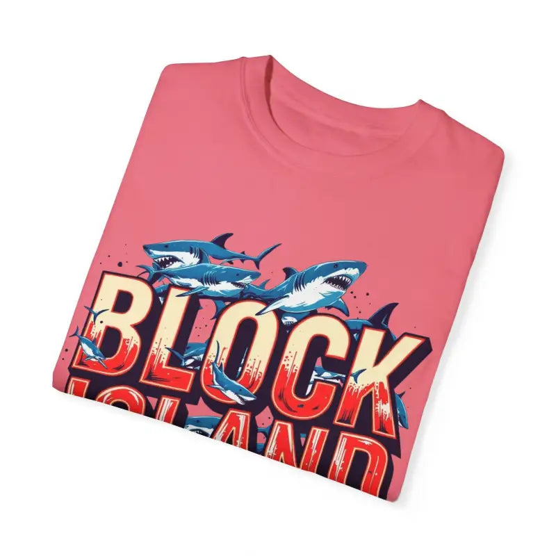 Block Island Shark Unisex T Shirt Garment Dyed Casual Tee - Ocean State Styles