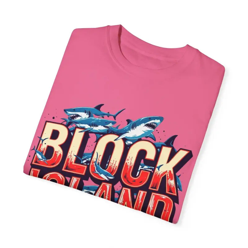Block Island Shark Unisex T Shirt Garment Dyed Casual Tee - Ocean State Styles