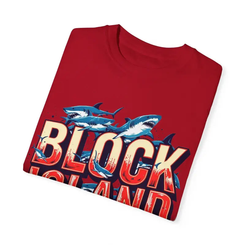 Block Island Shark Unisex T Shirt Garment Dyed Casual Tee - Ocean State Styles