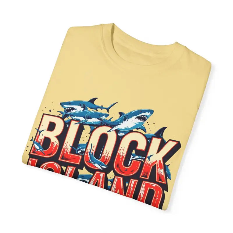 Block Island Shark Unisex T Shirt Garment Dyed Casual Tee - Ocean State Styles