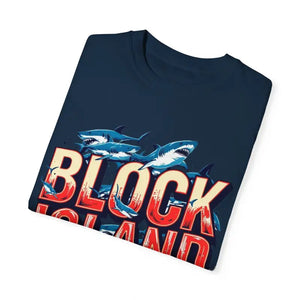 Block Island Shark Unisex T Shirt Garment Dyed Casual Tee - Ocean State Styles