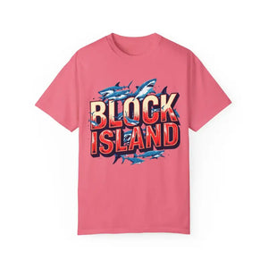 Block Island Shark Unisex T Shirt Garment Dyed Casual Tee - Ocean State Styles