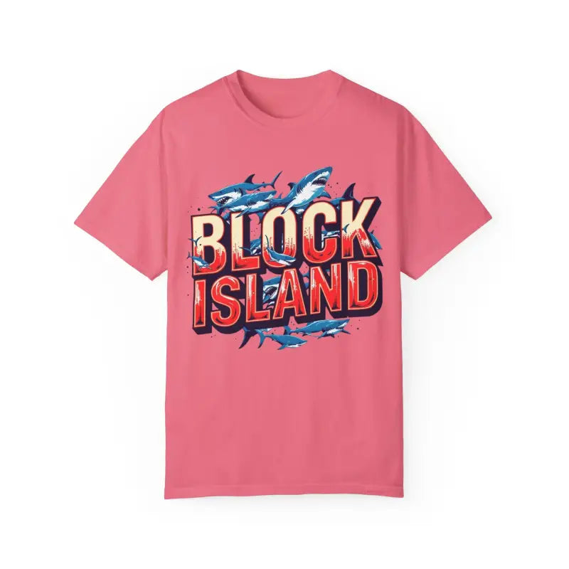 Block Island Shark Unisex T Shirt Garment Dyed Casual Tee - Ocean State Styles