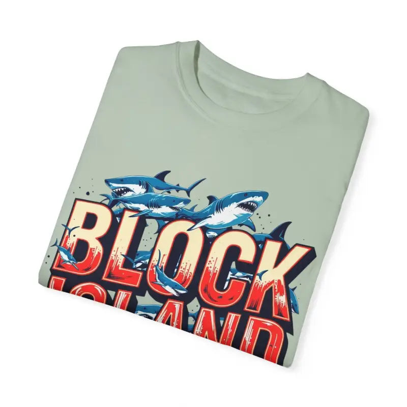 Block Island Shark Unisex T Shirt Garment Dyed Casual Tee - Ocean State Styles