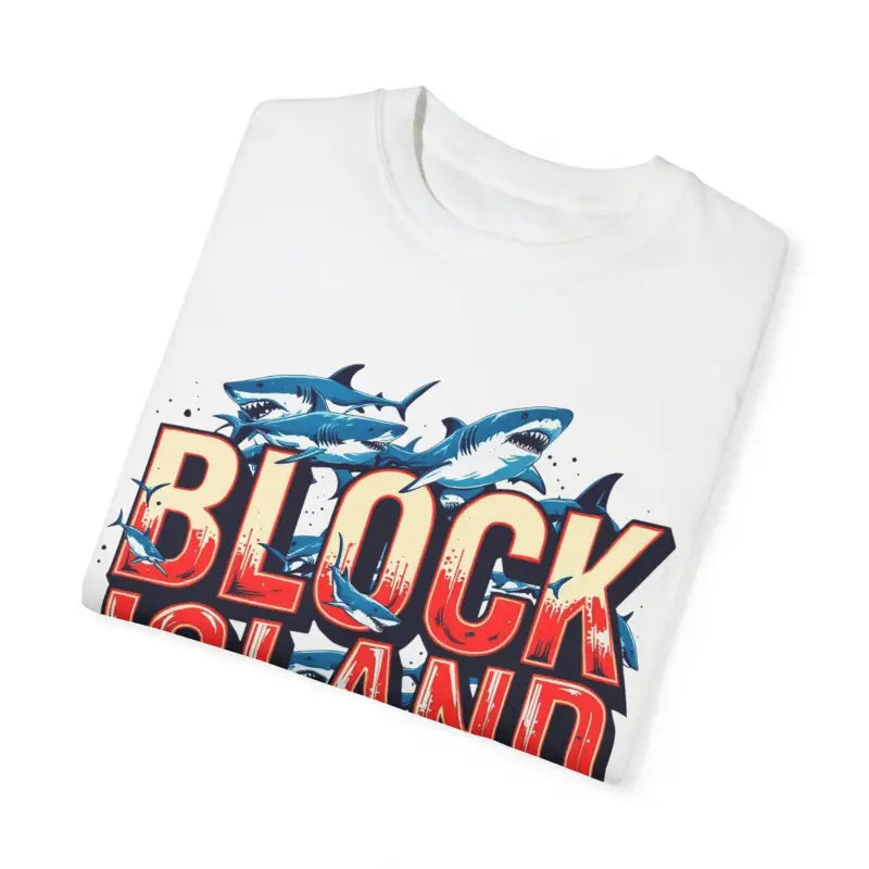 Block Island Shark Unisex T Shirt Garment Dyed Casual Tee - Ocean State Styles