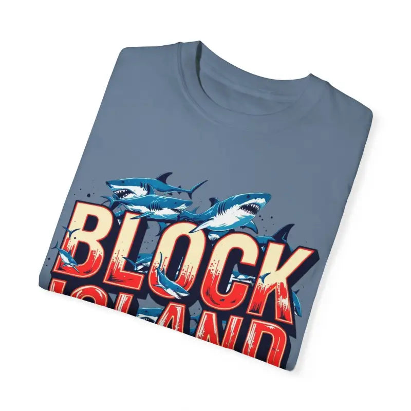 Block Island Shark Unisex T Shirt Garment Dyed Casual Tee - Ocean State Styles