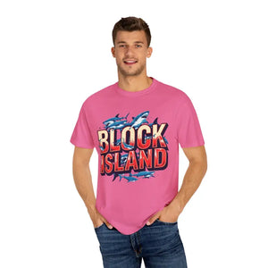 Block Island Shark Unisex T Shirt Garment Dyed Casual Tee - Ocean State Styles
