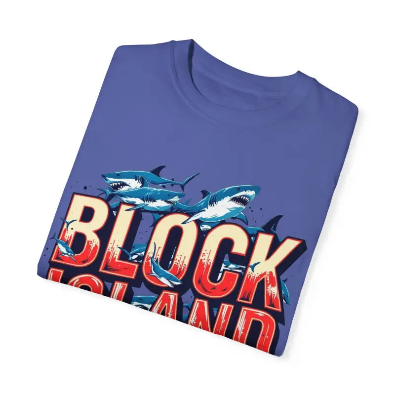 Block Island Shark Unisex T Shirt Garment Dyed Casual Tee - Ocean State Styles