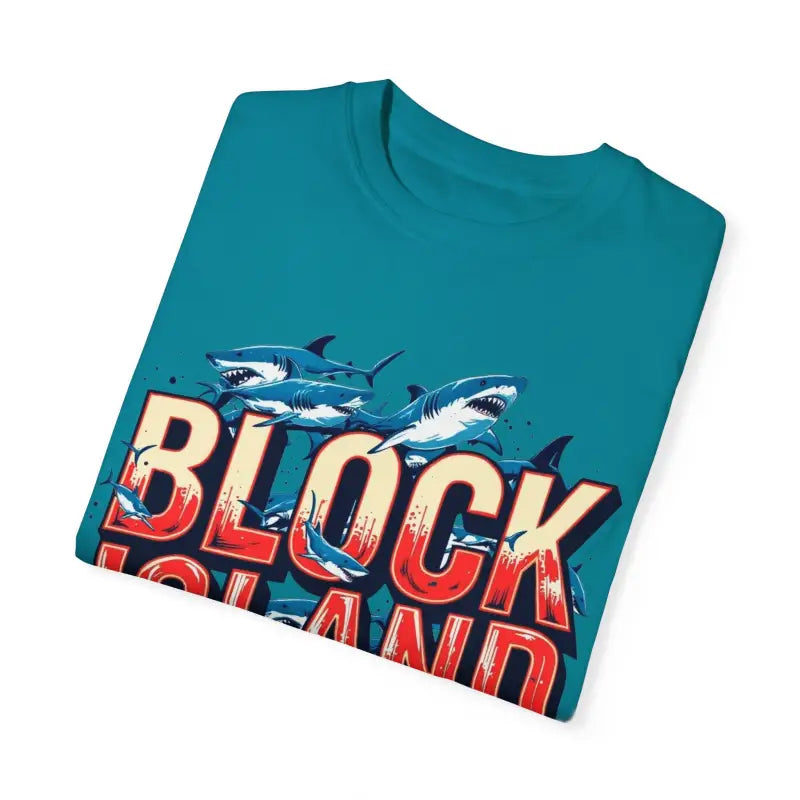 Block Island Shark Unisex T Shirt Garment Dyed Casual Tee - Ocean State Styles