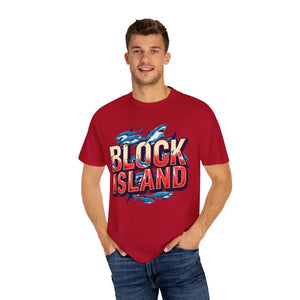 Block Island Shark Unisex T Shirt Garment Dyed Casual Tee - Ocean State Styles