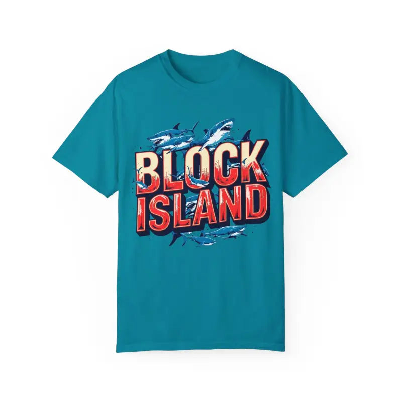Block Island Shark Unisex T Shirt Garment Dyed Casual Tee - Ocean State Styles