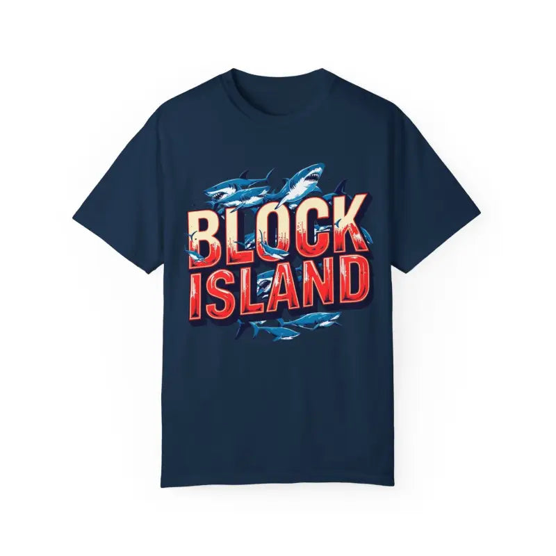 Block Island Shark Unisex T Shirt Garment Dyed Casual Tee - Ocean State Styles