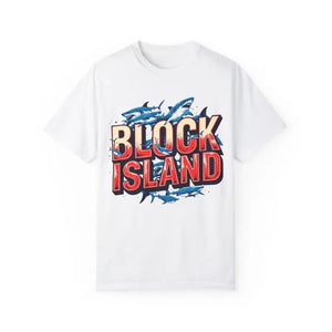 Block Island Shark Unisex T Shirt Garment Dyed Casual Tee - Ocean State Styles