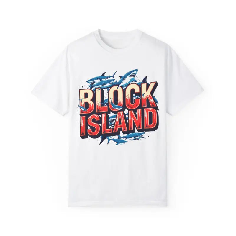 Block Island Shark Unisex T Shirt Garment Dyed Casual Tee - Ocean State Styles
