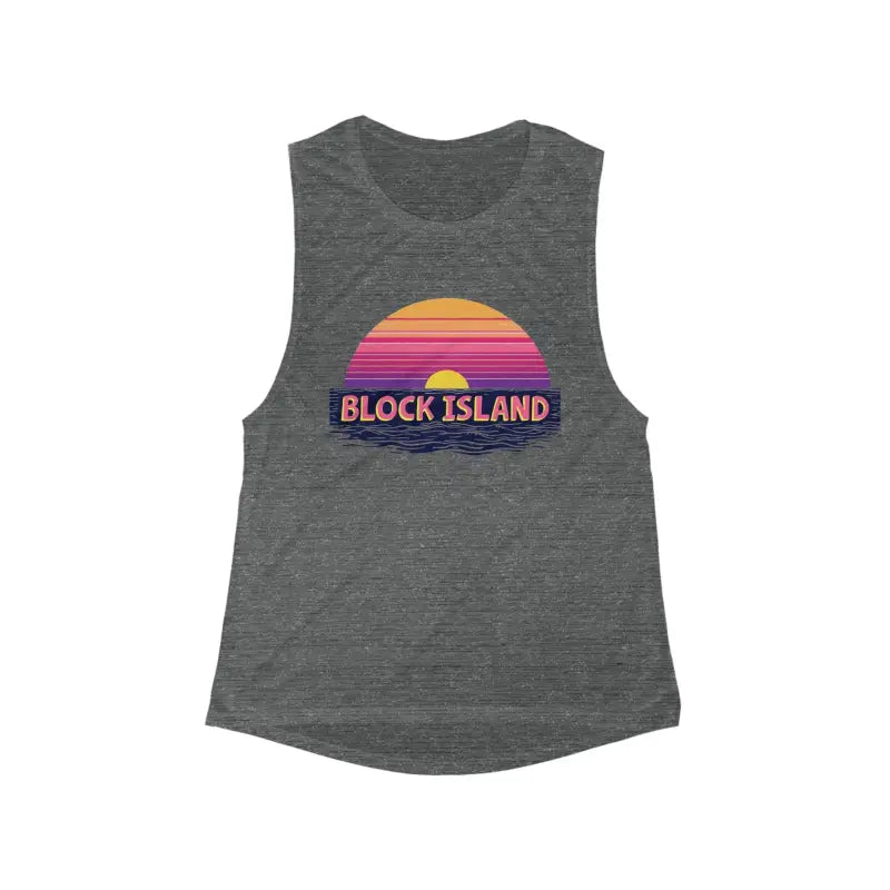Block Island Sunset Women's Flowy Tank Top for Summer Style - Ocean State Styles