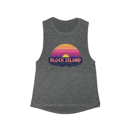 Block Island Sunset Women's Flowy Tank Top for Summer Style - Ocean State Styles