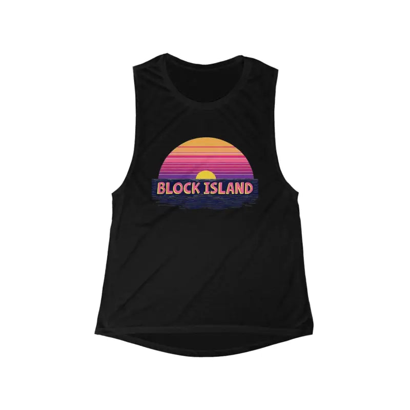 Block Island Sunset Women's Flowy Tank Top for Summer Style - Ocean State Styles