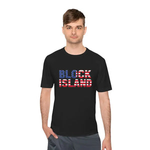 Block Island USA Flag Unisex Moisture Wicking T Shirt - Ocean State Styles