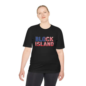 Block Island USA Flag Unisex Moisture Wicking T Shirt - Ocean State Styles