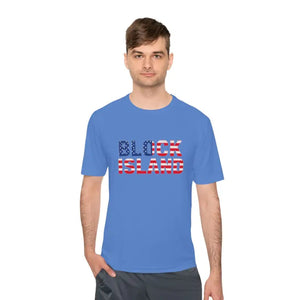 Block Island USA Flag Unisex Moisture Wicking T Shirt - Ocean State Styles