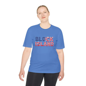Block Island USA Flag Unisex Moisture Wicking T Shirt - Ocean State Styles