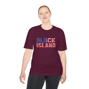 Block Island USA Flag Unisex Moisture Wicking T Shirt - Ocean State Styles