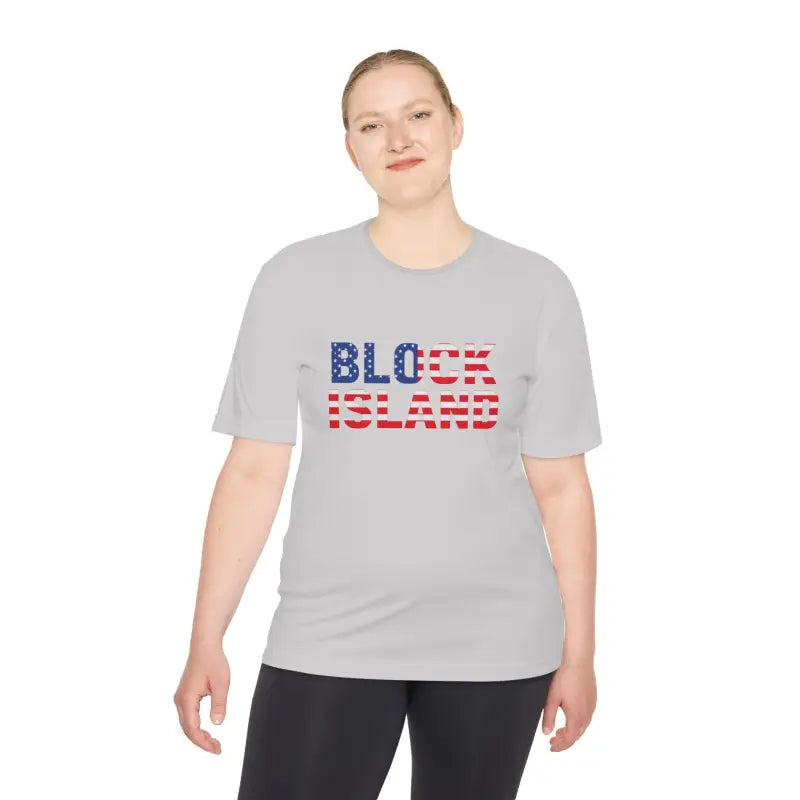 Block Island USA Flag Unisex Moisture Wicking T Shirt - Ocean State Styles