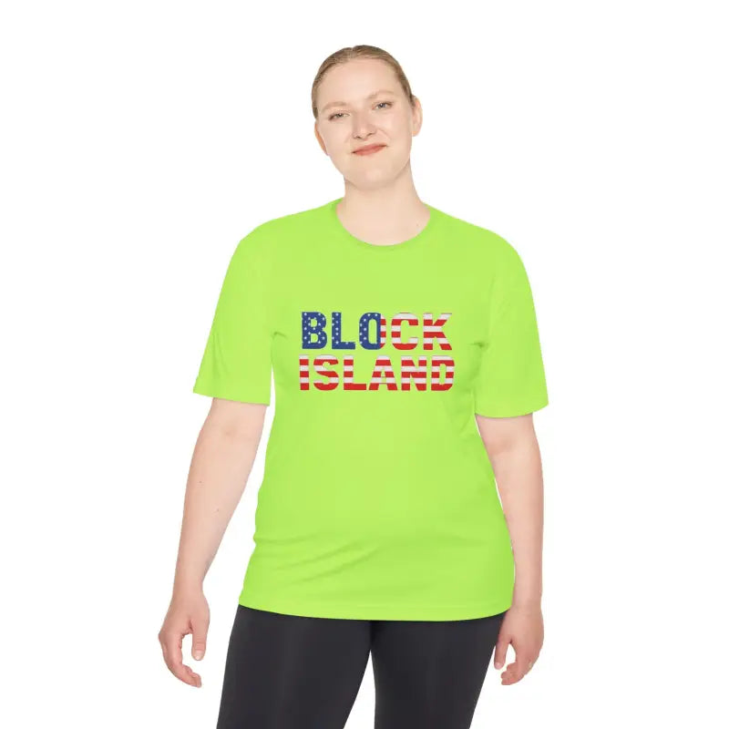 Block Island USA Flag Unisex Moisture Wicking T Shirt - Ocean State Styles