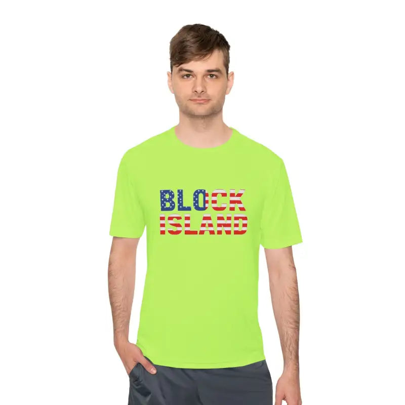 Block Island USA Flag Unisex Moisture Wicking T Shirt - Ocean State Styles