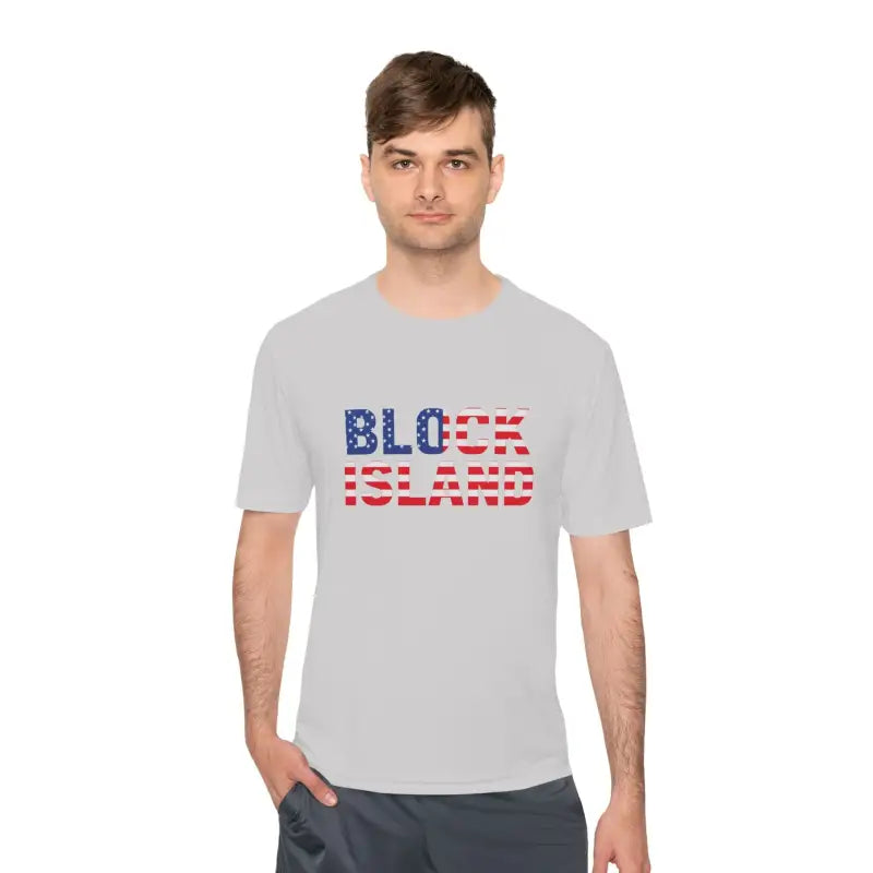 Block Island USA Flag Unisex Moisture Wicking T Shirt - Ocean State Styles