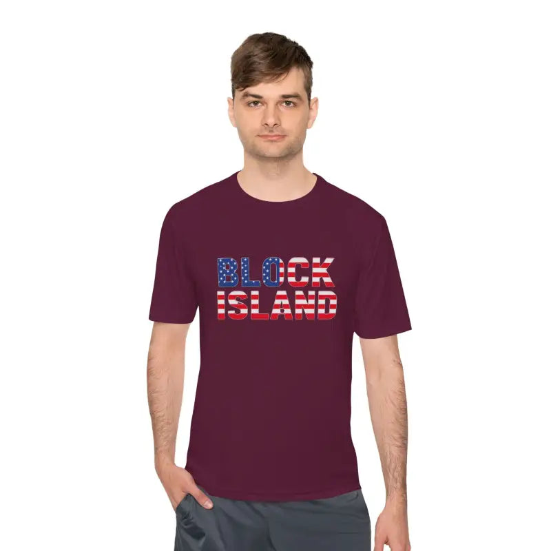 Block Island USA Flag Unisex Moisture Wicking T Shirt - Ocean State Styles
