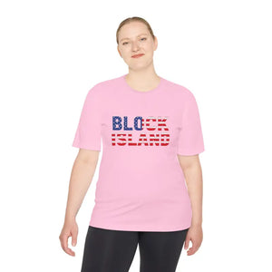 Block Island USA Flag Unisex Moisture Wicking T Shirt - Ocean State Styles
