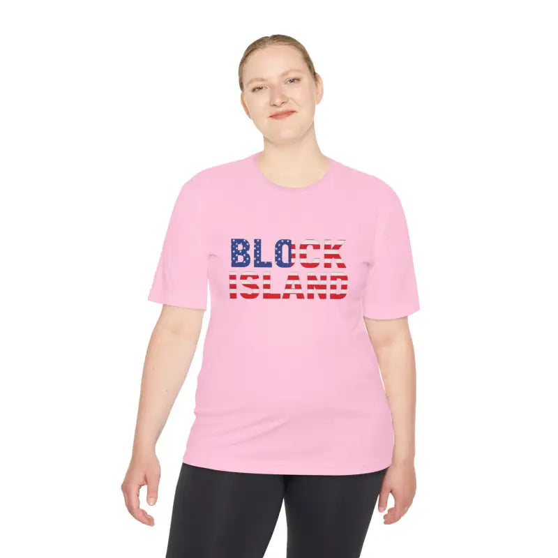 Block Island USA Flag Unisex Moisture Wicking T Shirt - Ocean State Styles