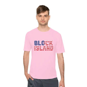 Block Island USA Flag Unisex Moisture Wicking T Shirt - Ocean State Styles