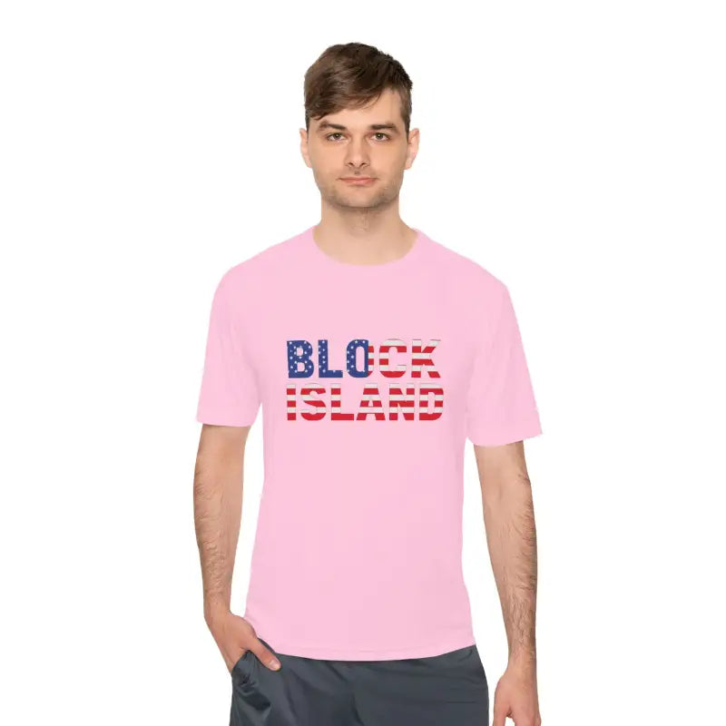 Block Island USA Flag Unisex Moisture Wicking T Shirt - Ocean State Styles
