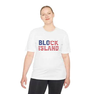 Block Island USA Flag Unisex Moisture Wicking T Shirt - Ocean State Styles