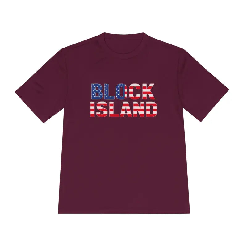 Block Island USA Flag Unisex Moisture Wicking T Shirt - Ocean State Styles