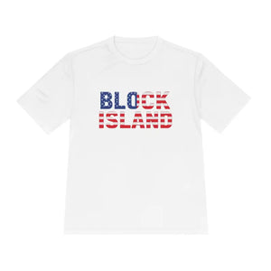 Block Island USA Flag Unisex Moisture Wicking T Shirt - Ocean State Styles