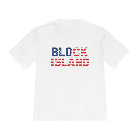Block Island USA Flag Unisex Moisture Wicking T Shirt - Ocean State Styles