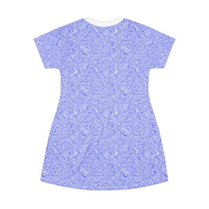 Blue And White Swirl Pattern T-Shirt Dress Lightweight Comfy Summer Wear - Ocean State Styles