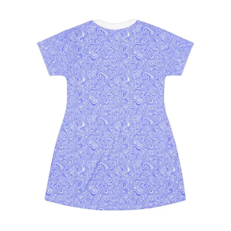 Blue And White Swirl Pattern T-Shirt Dress Lightweight Comfy Summer Wear - Ocean State Styles