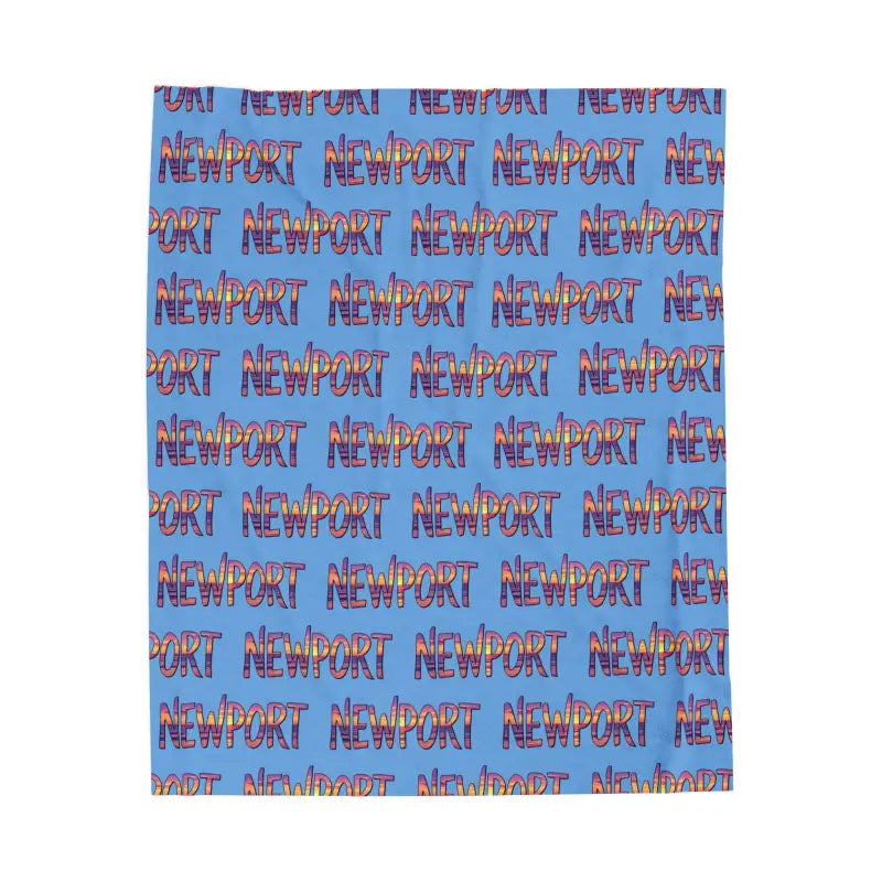 Blue Blanket with Newport Text Pattern for Cozy Comfort - Ocean State Styles