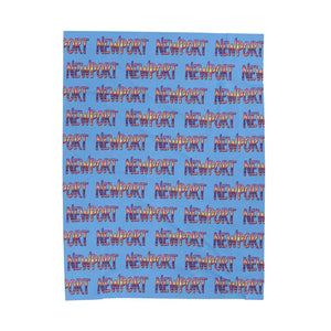 Blue Blanket with Newport Text Pattern for Cozy Comfort - Ocean State Styles