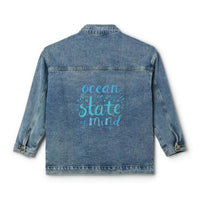 Blue denim jacket featuring Ocean State of Mind graphic for stylish casual wear