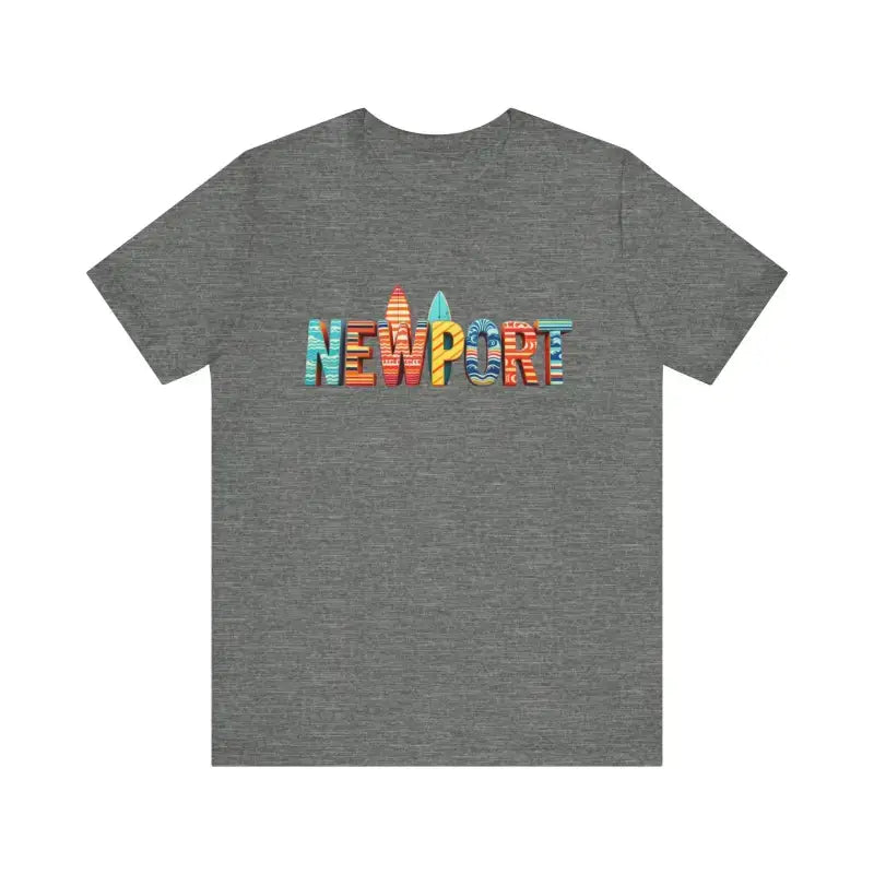 Blue Newport Beach Icons Crew Neck T-Shirt in heather gray