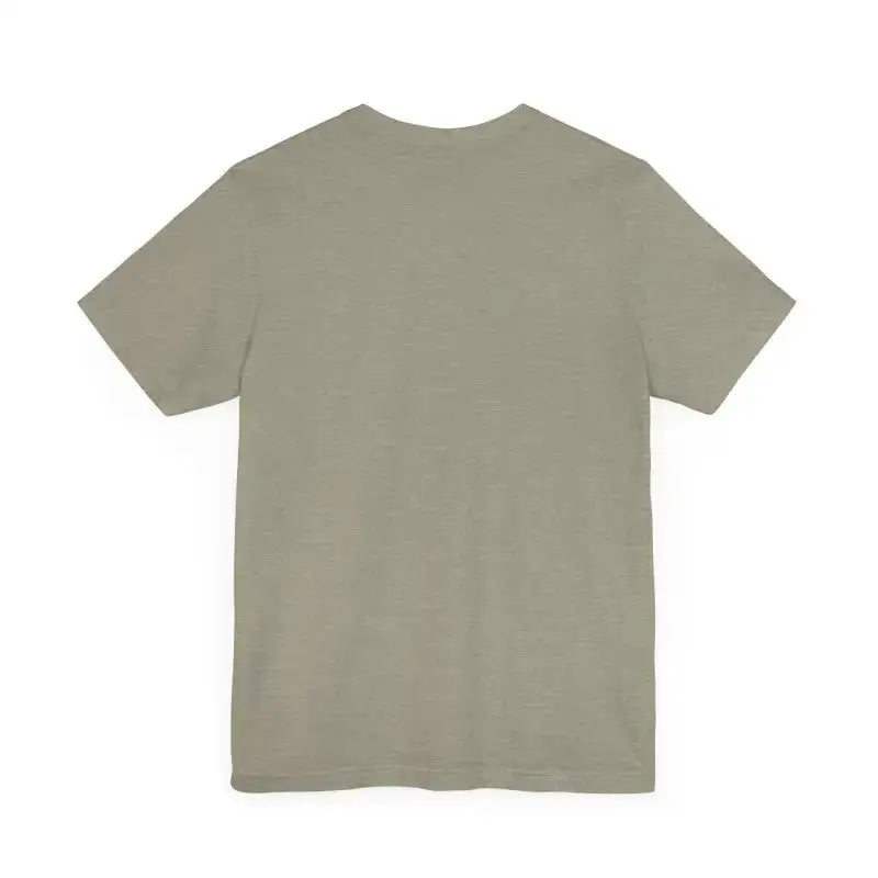 Olive green crew neck t-shirt with short sleeves and ribbed neckline