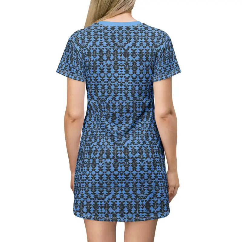 Blue Patterned T Shirt Dress for Effortless Style and Comfort - Ocean State Styles