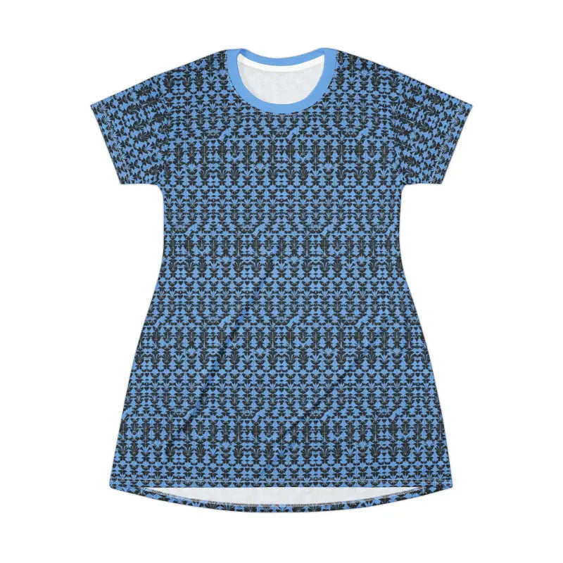 Blue Patterned T Shirt Dress for Effortless Style and Comfort - Ocean State Styles