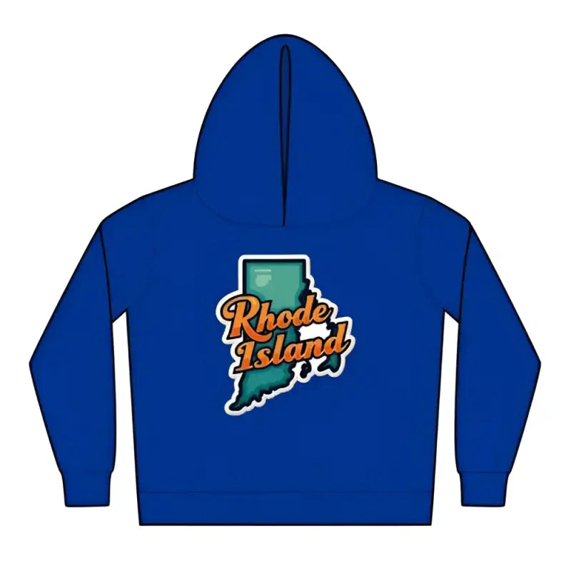 Blue Rhode Island Fleece Hoodie for Toddlers displayed on a neutral background
